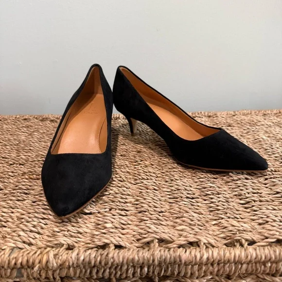 NEW J Crew Esme Black Suede Kitten Heels - Picture 2 of 8